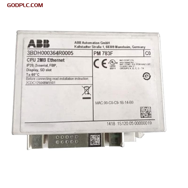ABB PM783F 3BDH000364R0005 CPU Control Processor Main Unit
