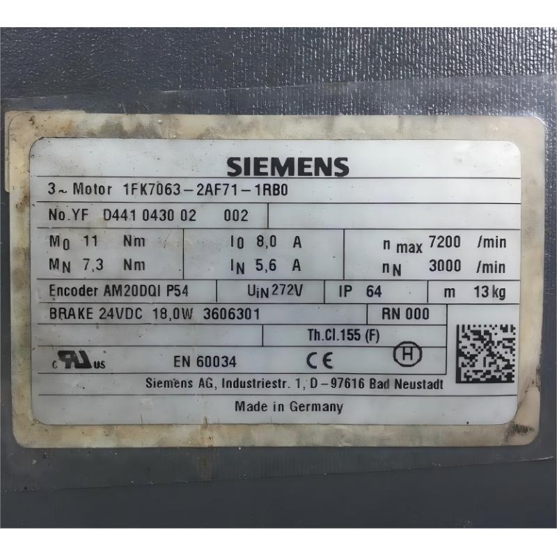 Siemens 1FK7063-2AF71-1RB0 Servo Motor