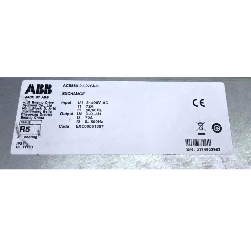 ABB ACS880-01-072A-3 3AUA0000108022 Variable Frequency Drive