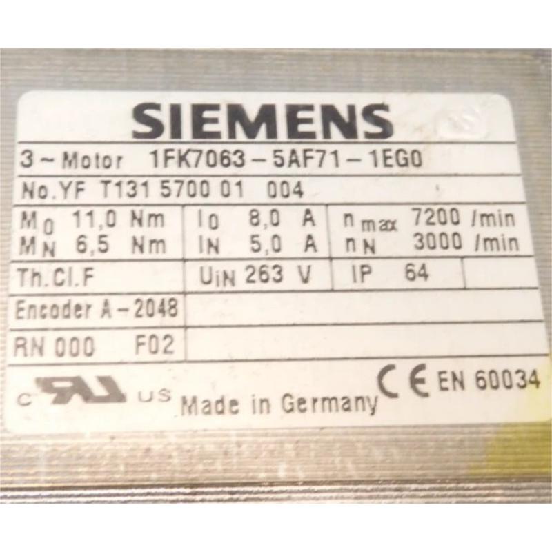 Siemens 1FK7063-5AF71-1EG0 Servo Motor