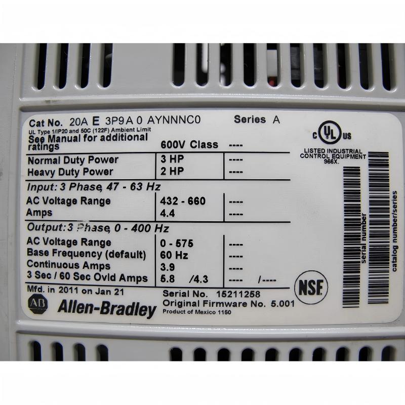 Allen Bradley 20AE3P9A0AYNNNC0 PowerFlex 70 AC Drive