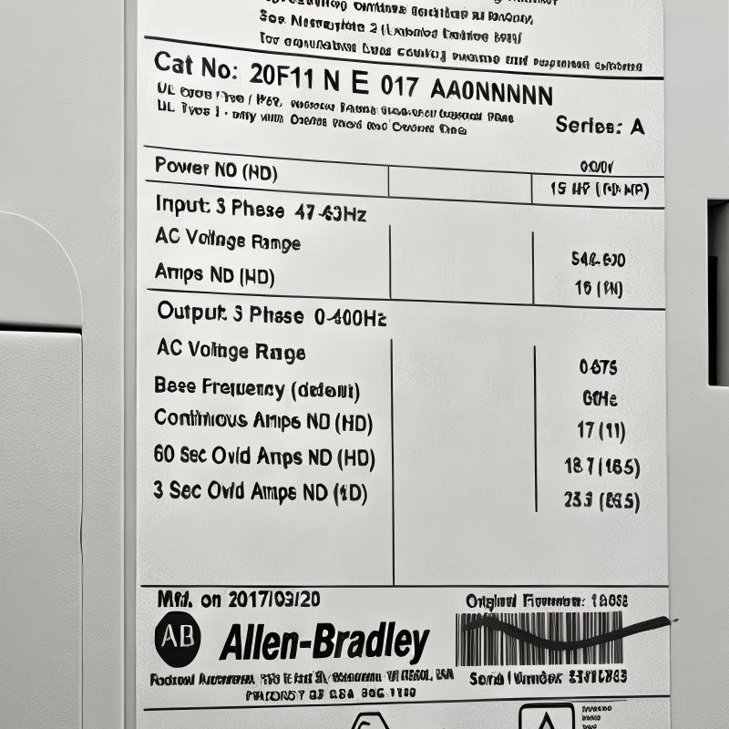 Allen Bradley 20F11NE017AA0NNNNN PowerFlex 753 AC Drive