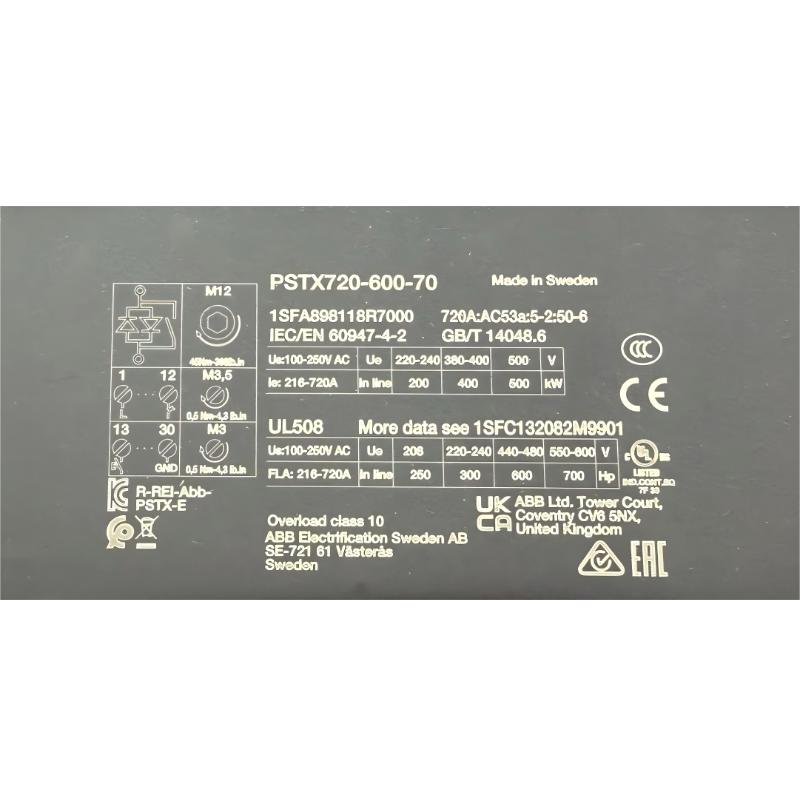 ABB PSTX720-600-70 1SFA898118R7000 Soft Starter