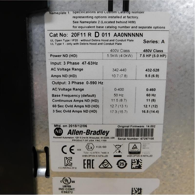 Allen Bradley 20F11RD011AA0NNNNN PowerFlex 753 AC Drive