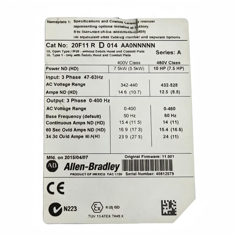 Allen Bradley 20F11RD014AA0NNNNN PowerFlex 753 AC Drive