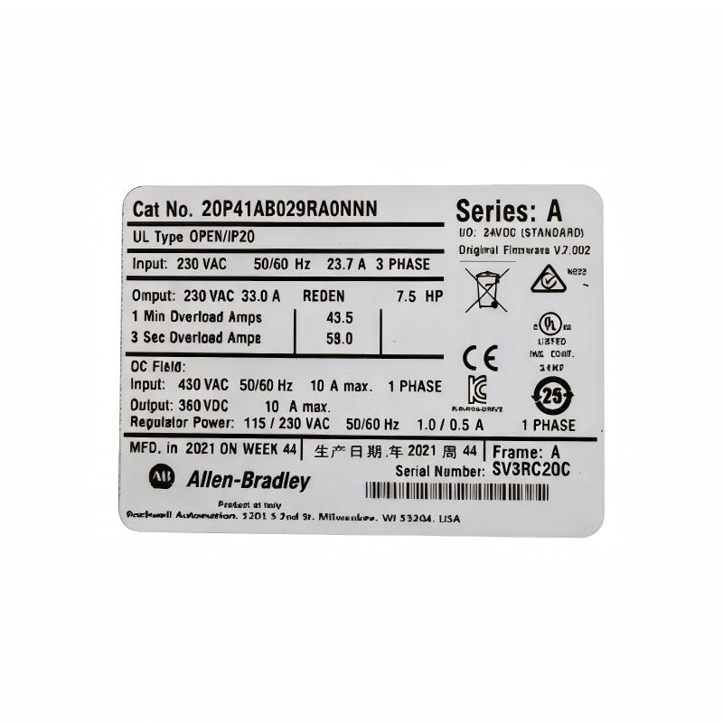 Allen Bradley 20P41AB029RA0NNN PowerFlex DC Drives