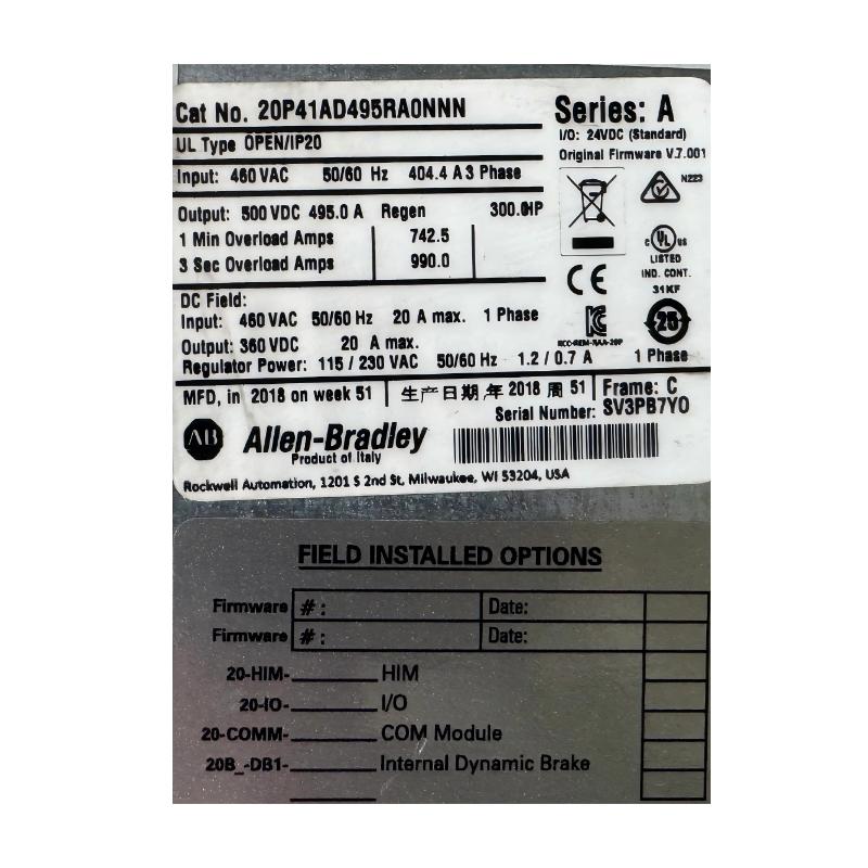 Allen Bradley 20P41AD495RA0NNN PowerFlex DC Drives