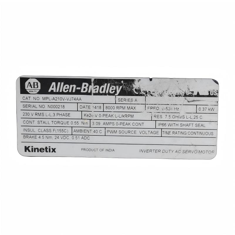 Allen Bradley MPL-A210V-VJ74AA Servo Motor